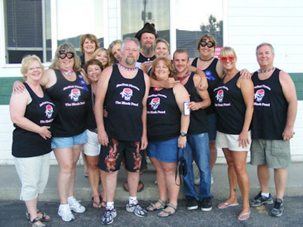 The Crew Of "The Black Pearl"  Yellowstone Boat Float 2010 T-Shirt Photo