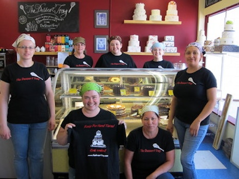 New Shirts + New Case= Happy Staff And Tasty Cake! T-Shirt Photo