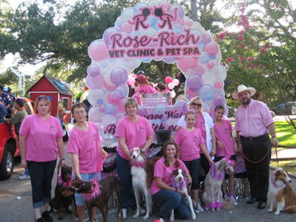 Rose Rich Veterinary Clinic Winning Parade Float T-Shirt Photo