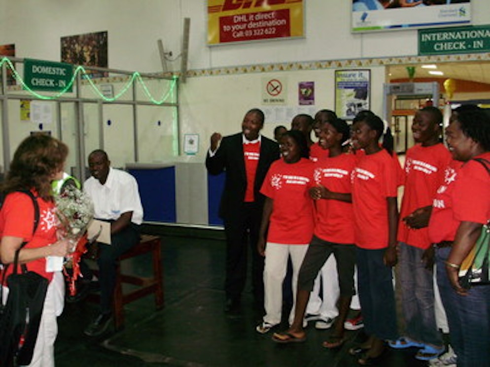 African Street Orphans Christmas Day Singing At Airport T-Shirt Photo