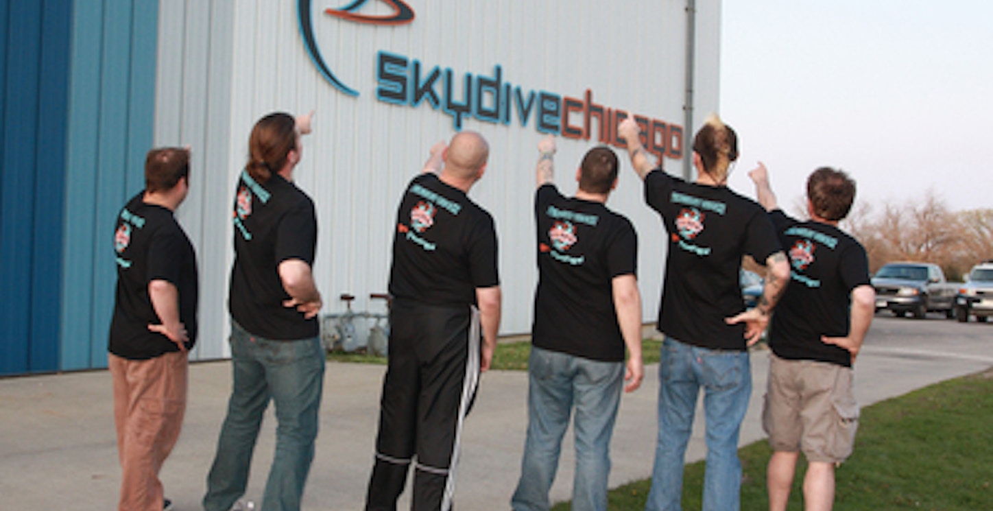 Flock University Opening At Skydive Chicago T-Shirt Photo