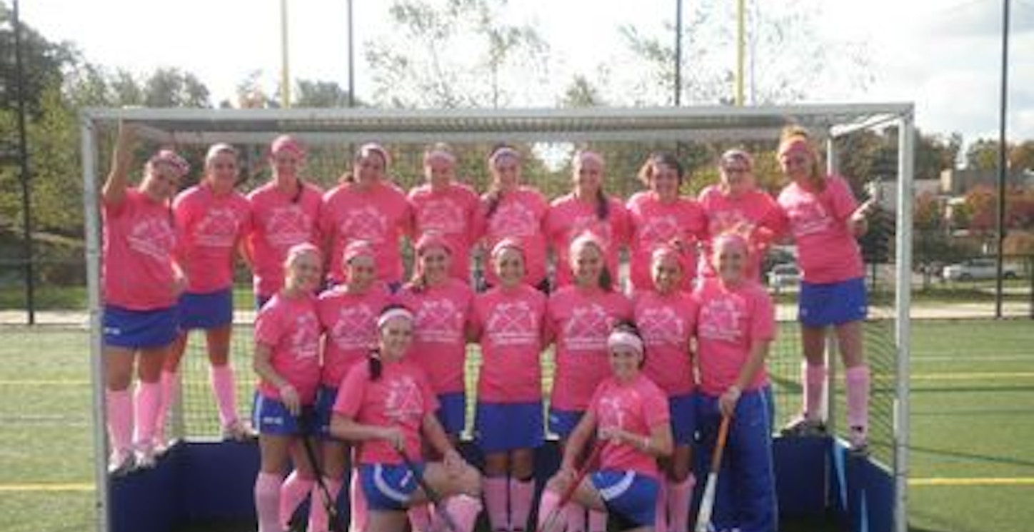Picture of Assumption College Field Hockey Breast Cancer Awareness Game Custom T-Shirt Design Assumption College Field Hockey Breast Cancer Awareness Game T-Shirt Photo