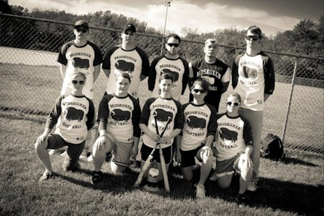 Muskoxen Softball B&W T-Shirt Photo