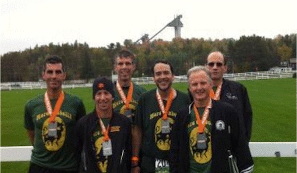 Picture of Team "More Cowbell!" Celebrates Finish Custom T-Shirt Design Team "More Cowbell!" Celebrates Finish T-Shirt Photo