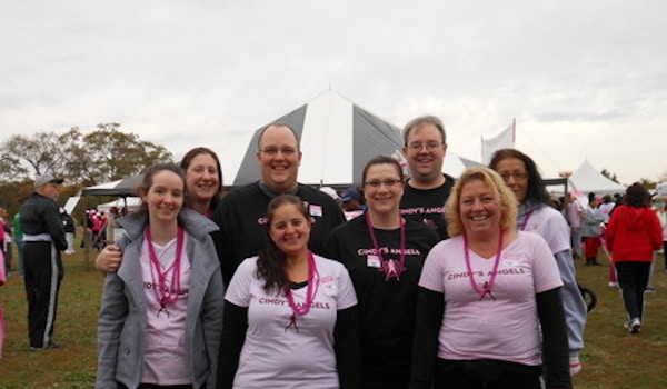 Hurricane Sandy Was No Match For Cindy's Angels @ The Making Strides Against Breast Cancer Walk Pennsauken Nj T-Shirt Photo