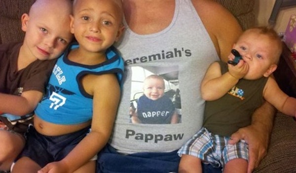 Pappaw With All 4 Grandsons T-Shirt Photo