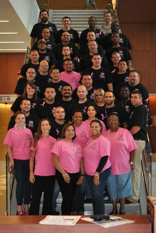 Real Coworkers Wear Pink T-Shirt Photo