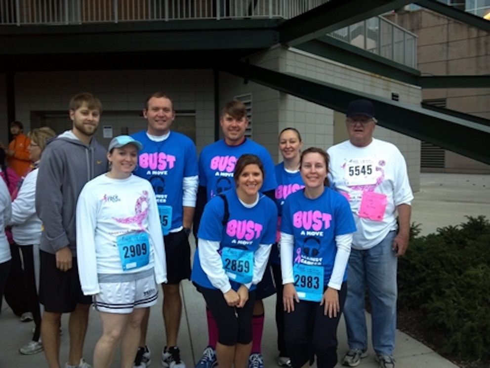 Team Bust A Move Against Cancer At The 2012 Knoxville Susan G Komen Race For The Cure T-Shirt Photo