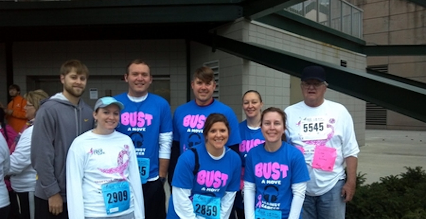 Team Bust A Move Against Cancer At The 2012 Knoxville Susan G Komen Race For The Cure T-Shirt Photo