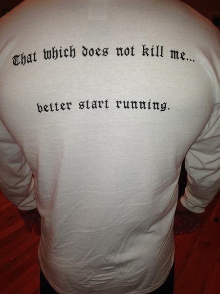 Back Of Hit Cross Fit's Newest Long Sleeved Shirts! T-Shirt Photo