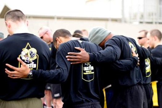 Praying Before Officer Vs Enlisted Football Game   Afghanistan T-Shirt Photo
