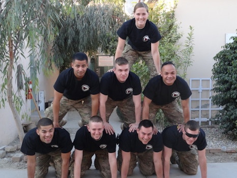Deployed Soldiers With Their Custom Shirts.  T-Shirt Photo