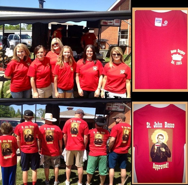 St. John Bosco Approved! 2013 Bosco Burger Booth Tee's T-Shirt Photo