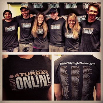 Saturday Night Online Crew Celebrating 100 Affiliates T-Shirt Photo