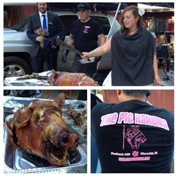 The Bride Cuts The Pig! T-Shirt Photo