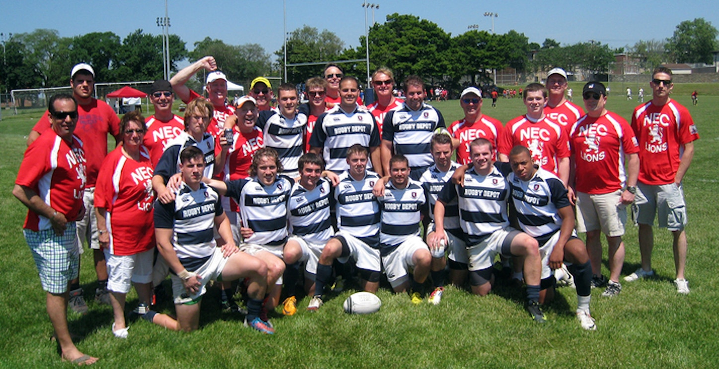New England College Rugby Lions & Alumni T-Shirt Photo