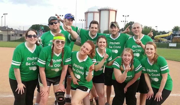 Picture of Pitches Be Crazy Kickball Team Photo Custom T-Shirt Design Pitches Be Crazy Kickball Team Photo T-Shirt Photo