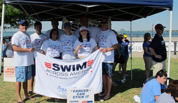Picture of Swimming 2 Miles Open Water With Olympian Swimmers To Fight Cancer! Custom T-Shirt Design Swimming 2 Miles Open Water With Olympian Swimmers To Fight Cancer! T-Shirt Photo