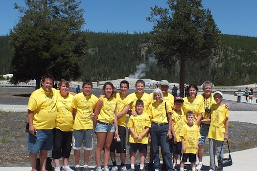 The Family At Old Faithful, Yellowstone 7 23 2013 T-Shirt Photo