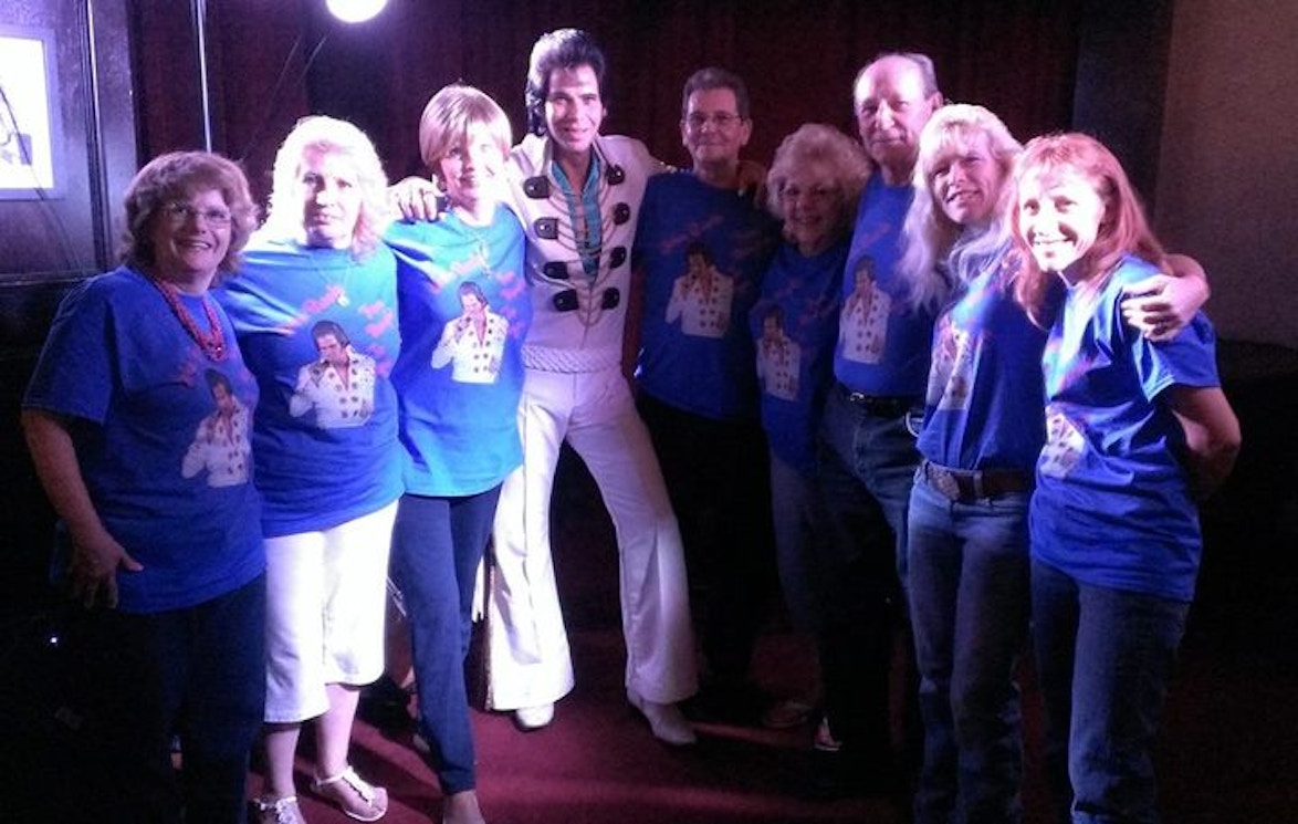 John Brooks, As Elvis, With Some Of His Fans. T-Shirt Photo