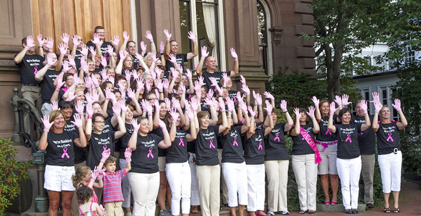 "Ifs Employees Are 'Banking On A Cure' For Breast Cancer. T-Shirt Photo
