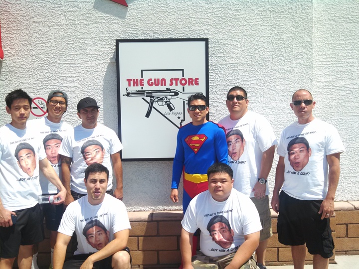Superman At The Shooting Range T-Shirt Photo