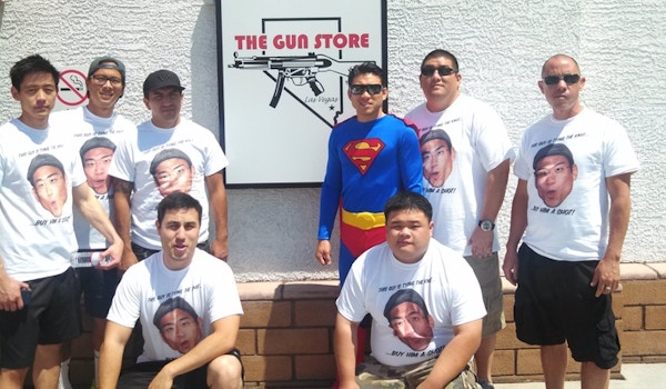 Superman At The Shooting Range T-Shirt Photo