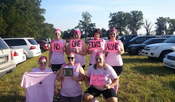 Picture of No One Fights Breast Cancer Alone Custom T-Shirt Design No One Fights Breast Cancer Alone T-Shirt Photo