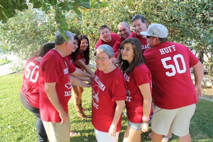 50th Anniversary Oklahoma Tailgate Huddle! T-Shirt Photo