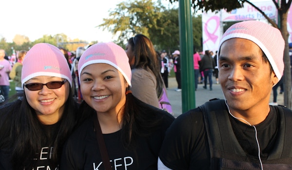 Sporting Our Yesvideo Breast Cancer Beanies! T-Shirt Photo