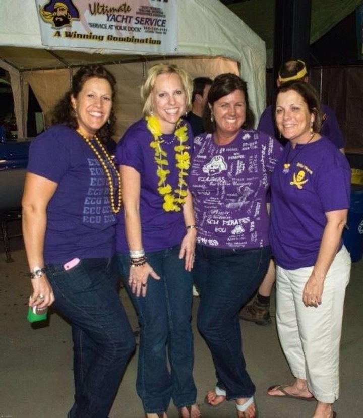 The Girls At The Pirate Purple Gold Pigskin Pigout T-Shirt Photo
