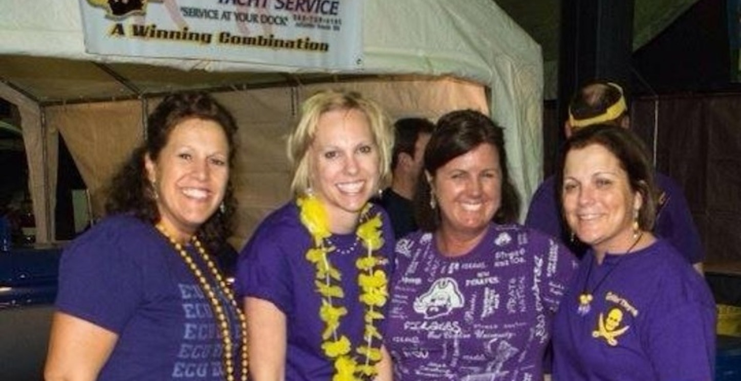 The Girls At The Pirate Purple Gold Pigskin Pigout T-Shirt Photo