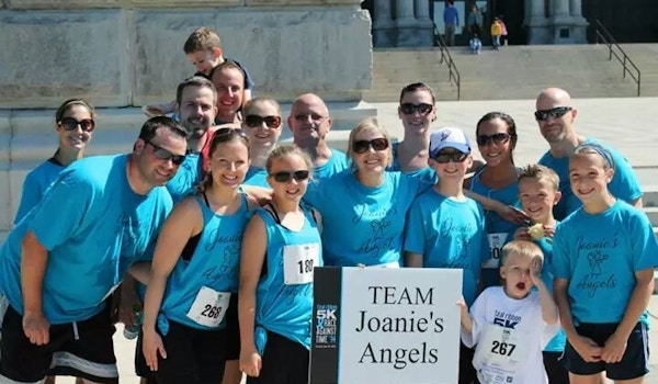 Picture of Teal Ribbon 5k In Memory Of Joan Staples. Custom T-Shirt Design Teal Ribbon 5k In Memory Of Joan Staples. T-Shirt Photo