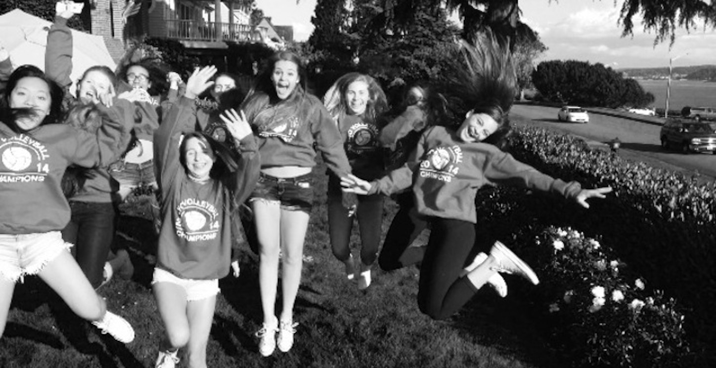 Jumping For Joy In Our Volleyball Championship Sweatshirts! T-Shirt Photo