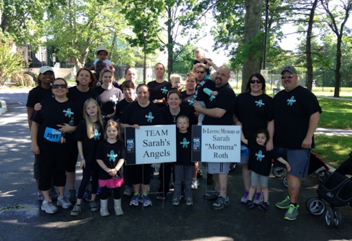 Sarah's Angels Walking To Knock Out Ovarian Cancer T-Shirt Photo