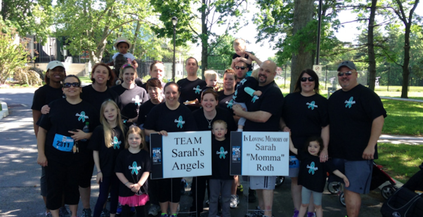 Sarah's Angels Walking To Knock Out Ovarian Cancer T-Shirt Photo