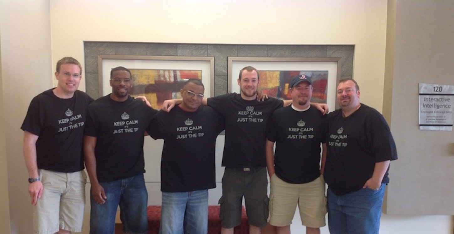 Picture of Company Olympic's Team Picture Of "Just The Tip" Custom T-Shirt Design Company Olympic's Team Picture Of "Just The Tip" T-Shirt Photo