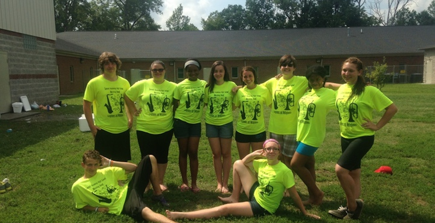 Picture of Saxophones And Mellophones Band Camp 2014 Custom T-Shirt Design Saxophones And Mellophones Band Camp 2014 T-Shirt Photo