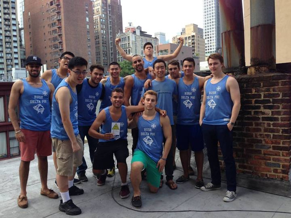 Delta Phi Shows Off Their New Rush Tanks! T-Shirt Photo