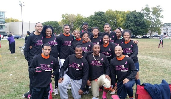 The Town Flag Football Team Supports Breast Cancer Awareness Month T-Shirt Photo