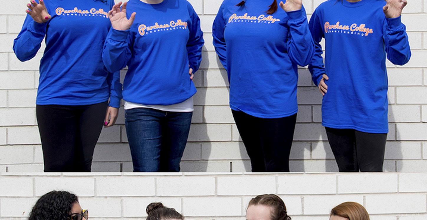 Picture of Purchase College Cheerleading Team Custom T-Shirt Design Purchase College Cheerleading Team T-Shirt Photo