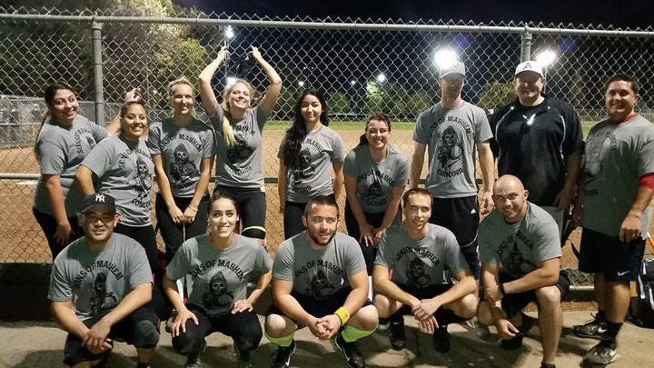 Sons Of Mayhem Coed Softball Team 1 0 W!! T-Shirt Photo