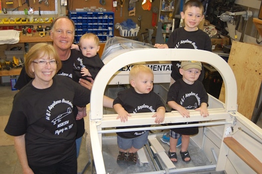 Building An Airplane With Four Grandsons T-Shirt Photo