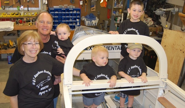 Building An Airplane With Four Grandsons T-Shirt Photo