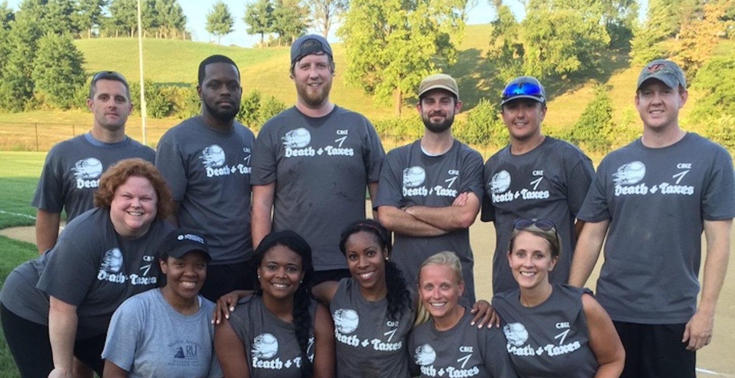 Cbiz Payroll Softball Team   Cbiz Death & Taxes T-Shirt Photo