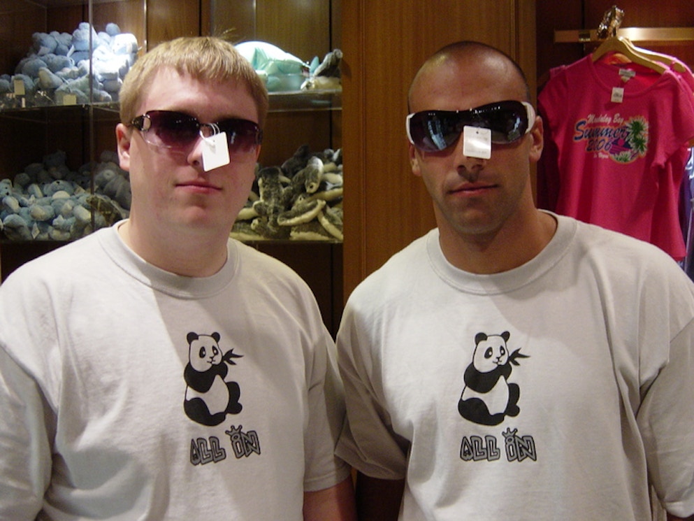 Dumpy And G Licks In Their Bachelor Party Custom Ink Tee's T-Shirt Photo