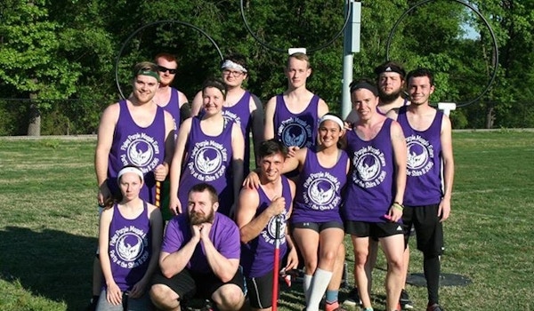 Picture of Flying Purple Muggle Eaters Quidditch Custom T-Shirt Design Flying Purple Muggle Eaters Quidditch T-Shirt Photo