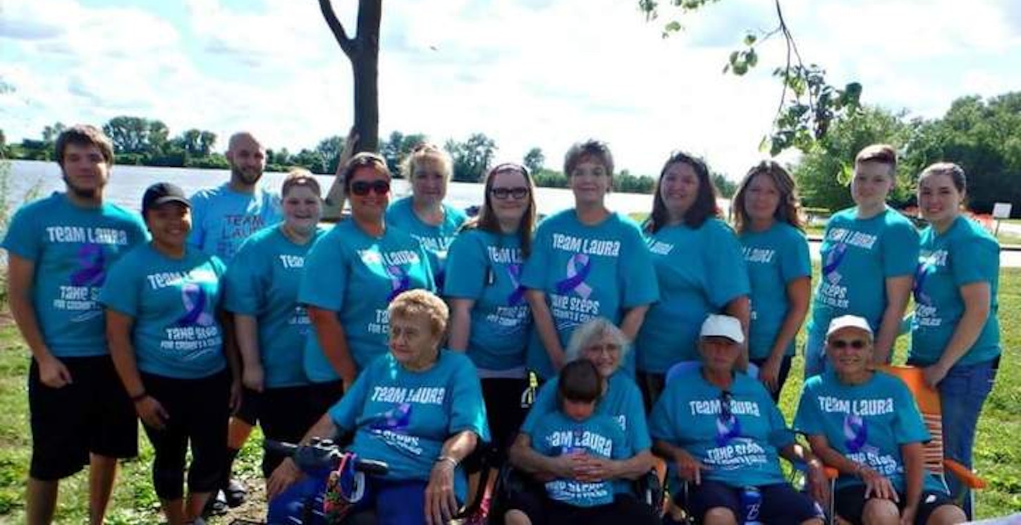 Team Laura Participating At The St. Louis Take Steps For Crohns And Colitis Walk T-Shirt Photo