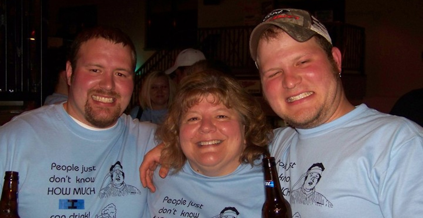 Birthday Boy With His Mom And Brother. T-Shirt Photo