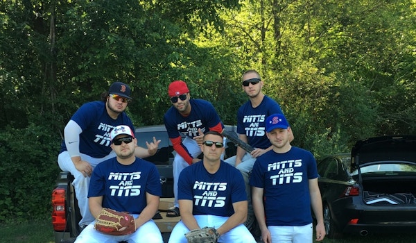 Mitts & Tits Co Ed Softball T-Shirt Photo